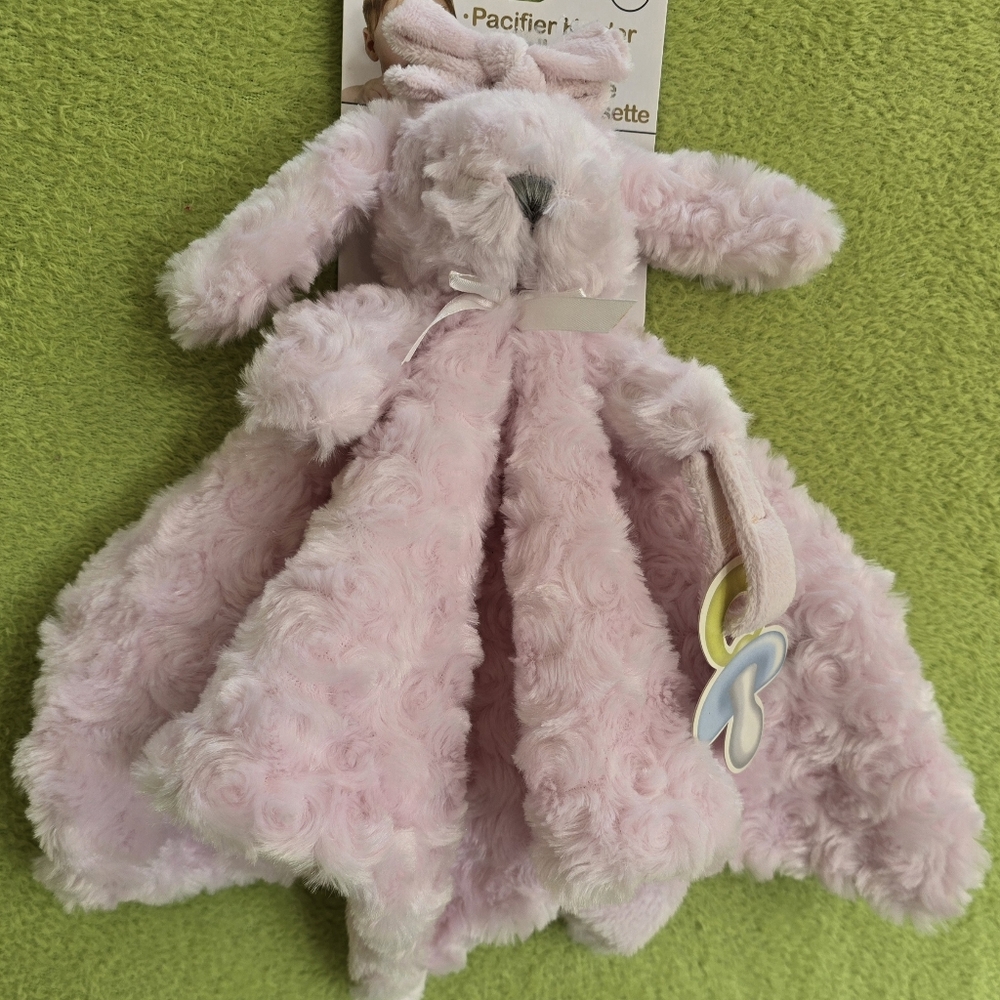 NWT MINT  9M+ Pink Bunny Rabbit SECURITY BLANKET Lovey NUNU Cozy Cuddle TOY (Q1)